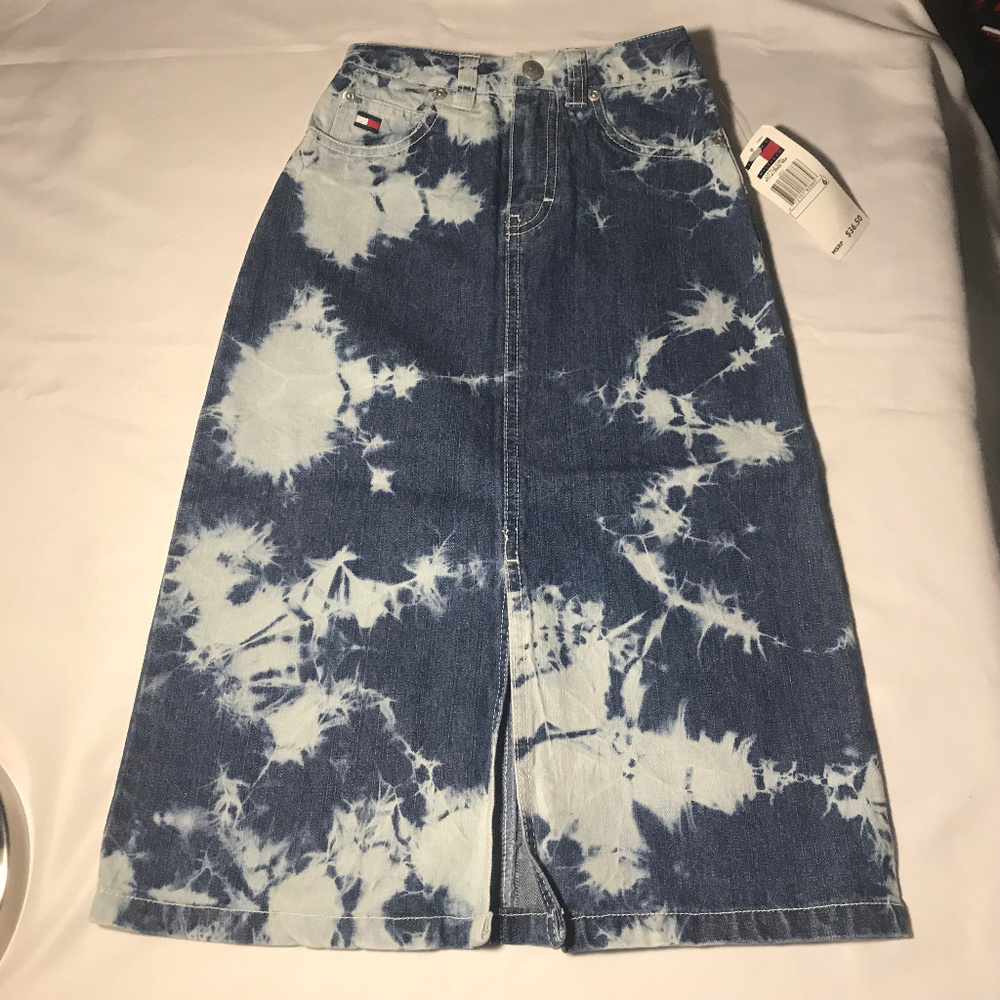Tommy Hilfiger tie dye denim skirt girls 6 NWT